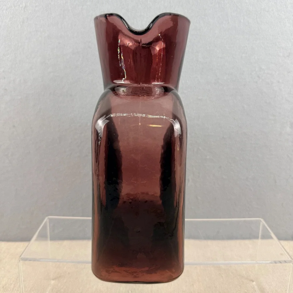 Blenko 384 Water Bottle Amethyst Glass Double Spout Water Pitcher - Picture 7 of 8
